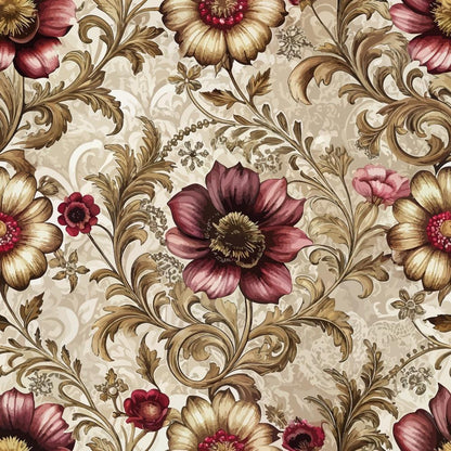 Baroque Florals Pattern 72 Quilting Cotton Fabric