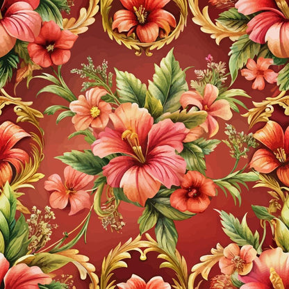 Baroque Florals Pattern 63 Quilting Cotton Fabric