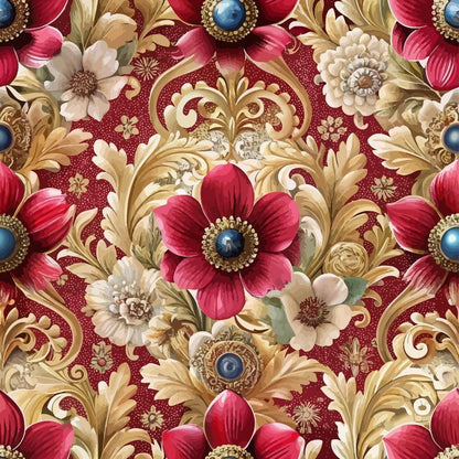 Baroque Florals Pattern 45 Quilting Cotton Fabric