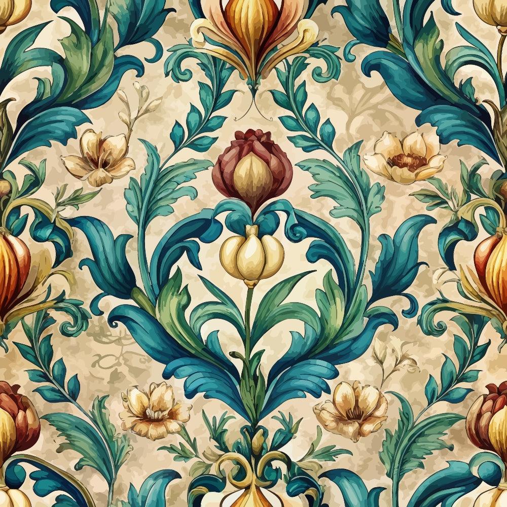 Baroque Florals Pattern 50 Quilting Cotton Fabric