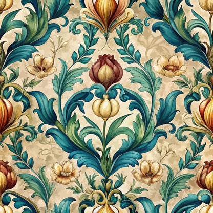 Baroque Florals Pattern 50 Quilting Cotton Fabric