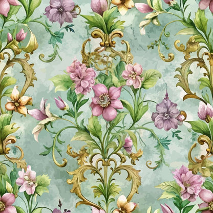 Baroque Florals Pattern 215 Quilting Cotton Fabric