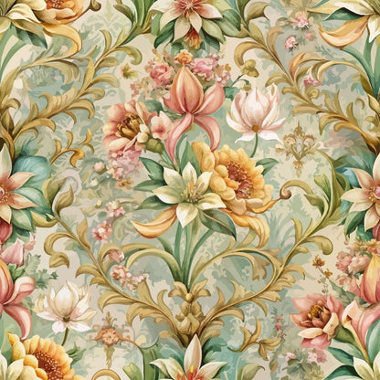 Baroque Florals Pattern 136 Quilting Cotton Fabric