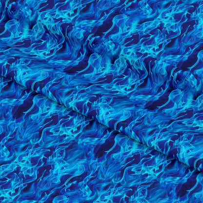 Blue Splash Fire Flame Pattern 12 Quilting Cotton Fabric