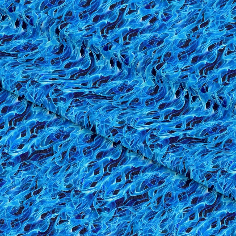 Blue Splash Fire Flame Pattern 5 Quilting Cotton Fabric