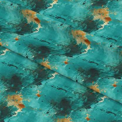 Teal Grunge Pattern 5 Quilting Cotton Fabric