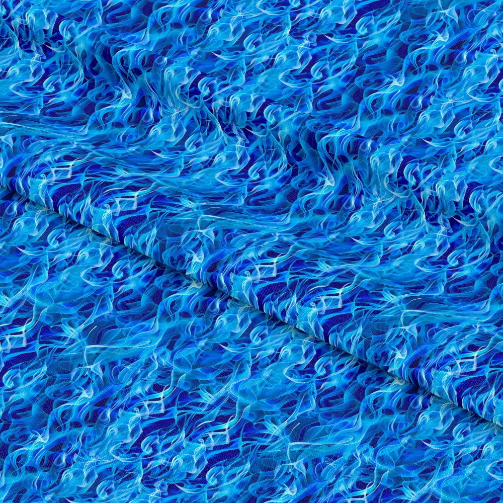 Blue Splash Fire Flame Pattern 2 Quilting Cotton Fabric