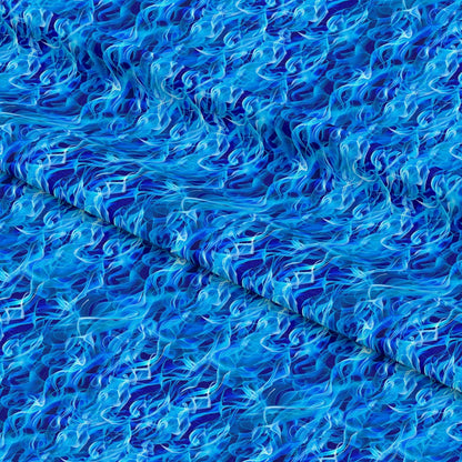 Blue Splash Fire Flame Pattern 2 Quilting Cotton Fabric