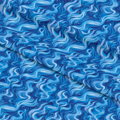 Blue Splash Fire Flame Pattern 8 Quilting Cotton Fabric
