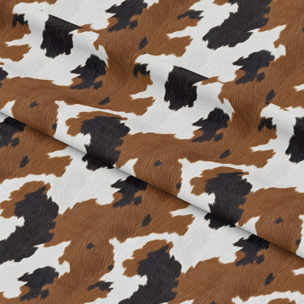 Bold Brown and White Cow Pattern 4 Quilting Cotton Fabric