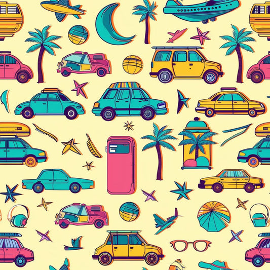 90s Travel Adventure Pattern 11 Quilting Cotton Fabric