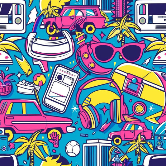 90s Travel Adventure Pattern 12 Quilting Cotton Fabric