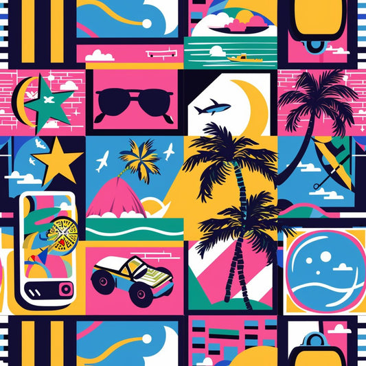 90s Travel Adventure Pattern 13 Quilting Cotton Fabric