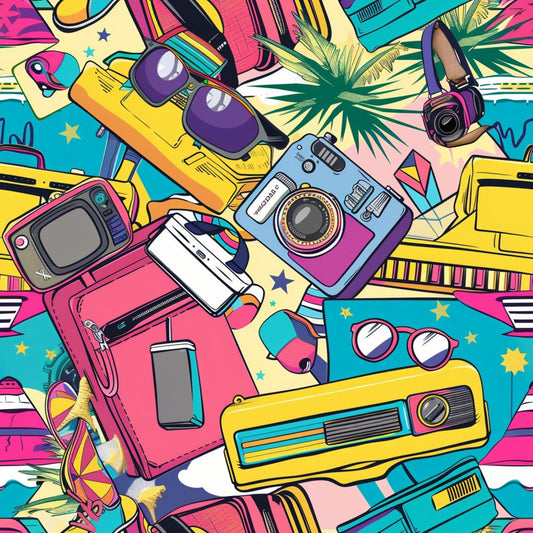90s Travel Adventure Pattern 4 Quilting Cotton Fabric