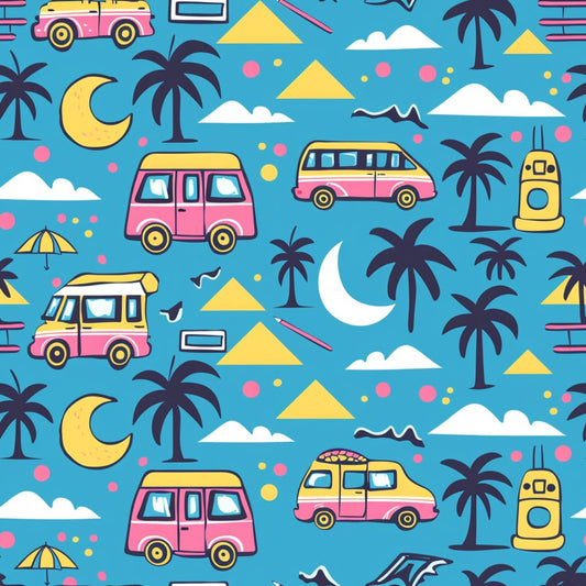 90s Travel Adventure Pattern 5 Quilting Cotton Fabric