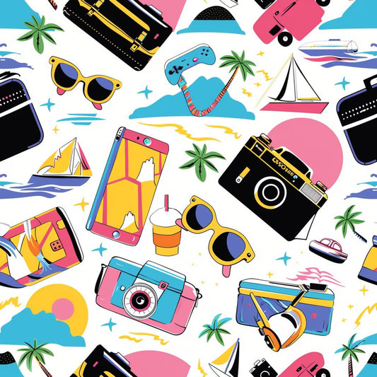 90s Travel Adventure Pattern 7 Quilting Cotton Fabric