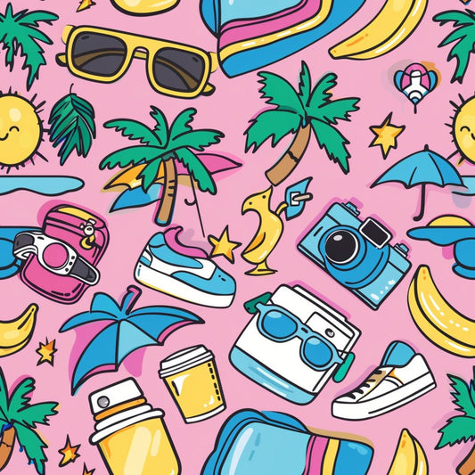 90s Travel Adventure Pattern 9 Quilting Cotton Fabric