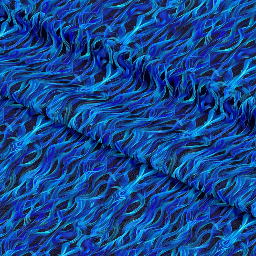 Blue Splash Fire Flame Pattern 9 Quilting Cotton Fabric