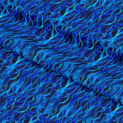 Blue Splash Fire Flame Pattern 9 Quilting Cotton Fabric