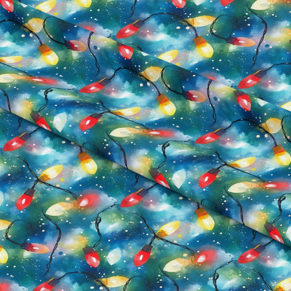 Watercolor Christmas Lights Pattern 9 Quilting Cotton Fabric