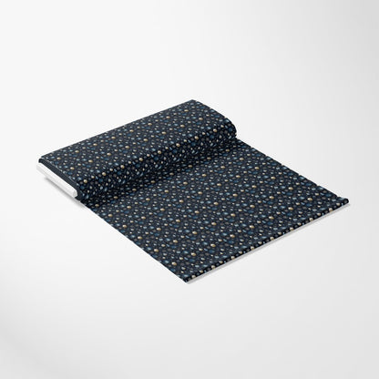 - Navy and Cream Christmas Pattern 4 Quilting Cotton Fabric  
- Quilting fabric  
- Cotton textile  
- Holiday theme  
- Festive design  
- Small motifs  
- Dark blue background  
- Cream accents  
- Seasonal fabric  
- Craft material  
- Yardage fabric  
- Soft cotton material
