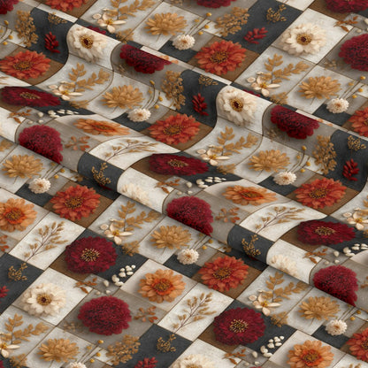 Boho Floral Patchwork Pattern 6 Quilting Cotton Fabric