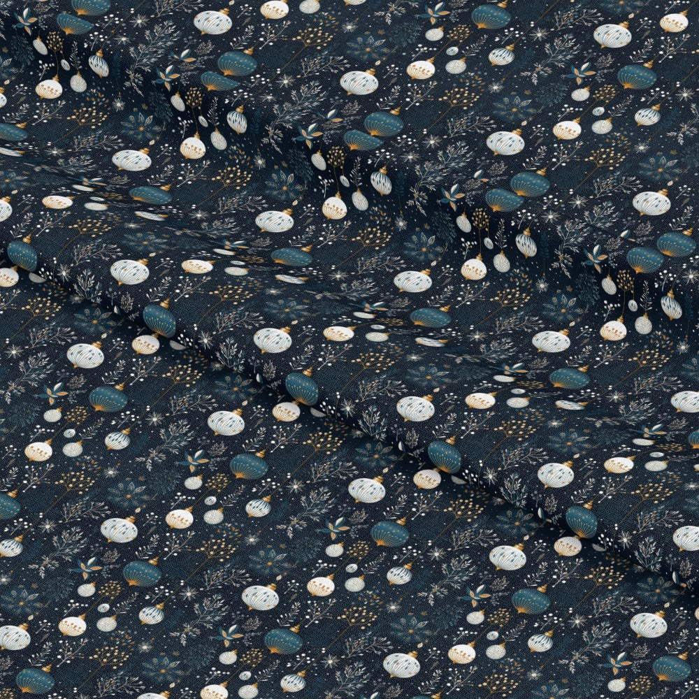 Navy and Cream Christmas Pattern 1 Quilting Cotton Fabric