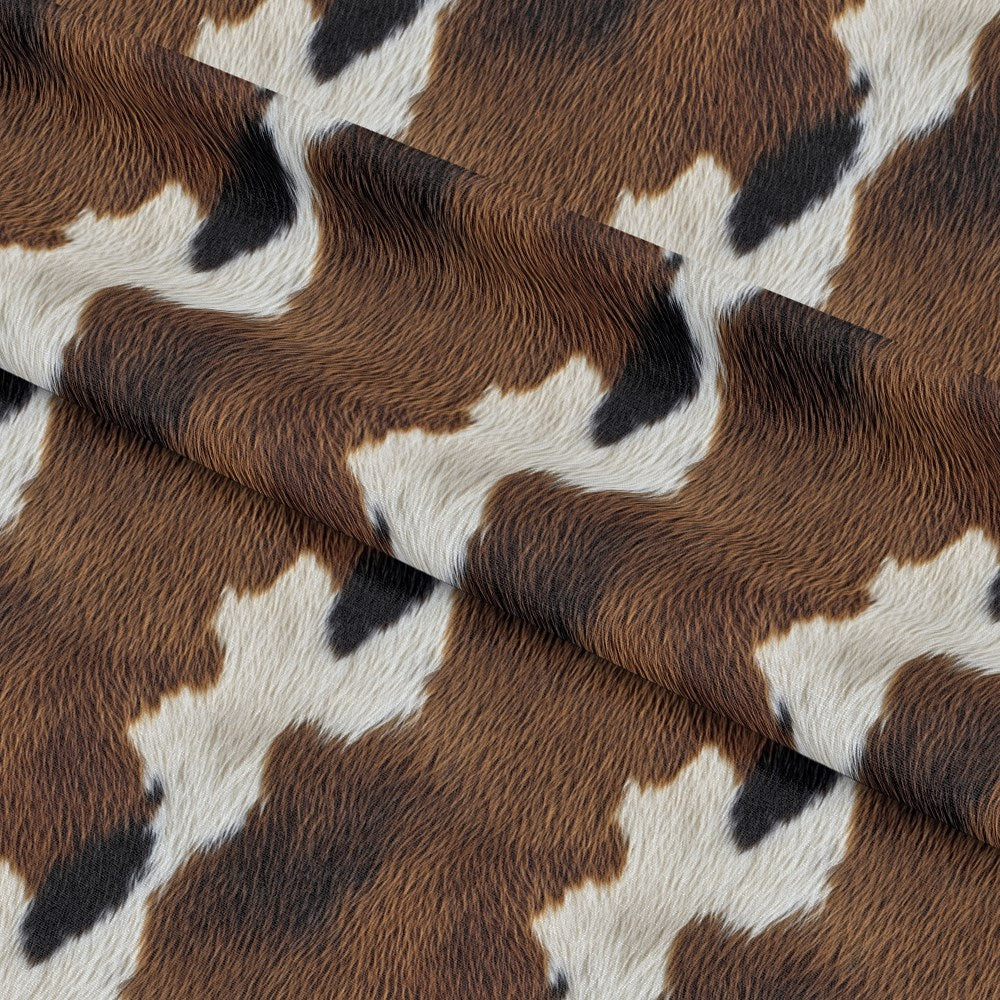 Bold Brown and White Cow Pattern 8 Quilting Cotton Fabric