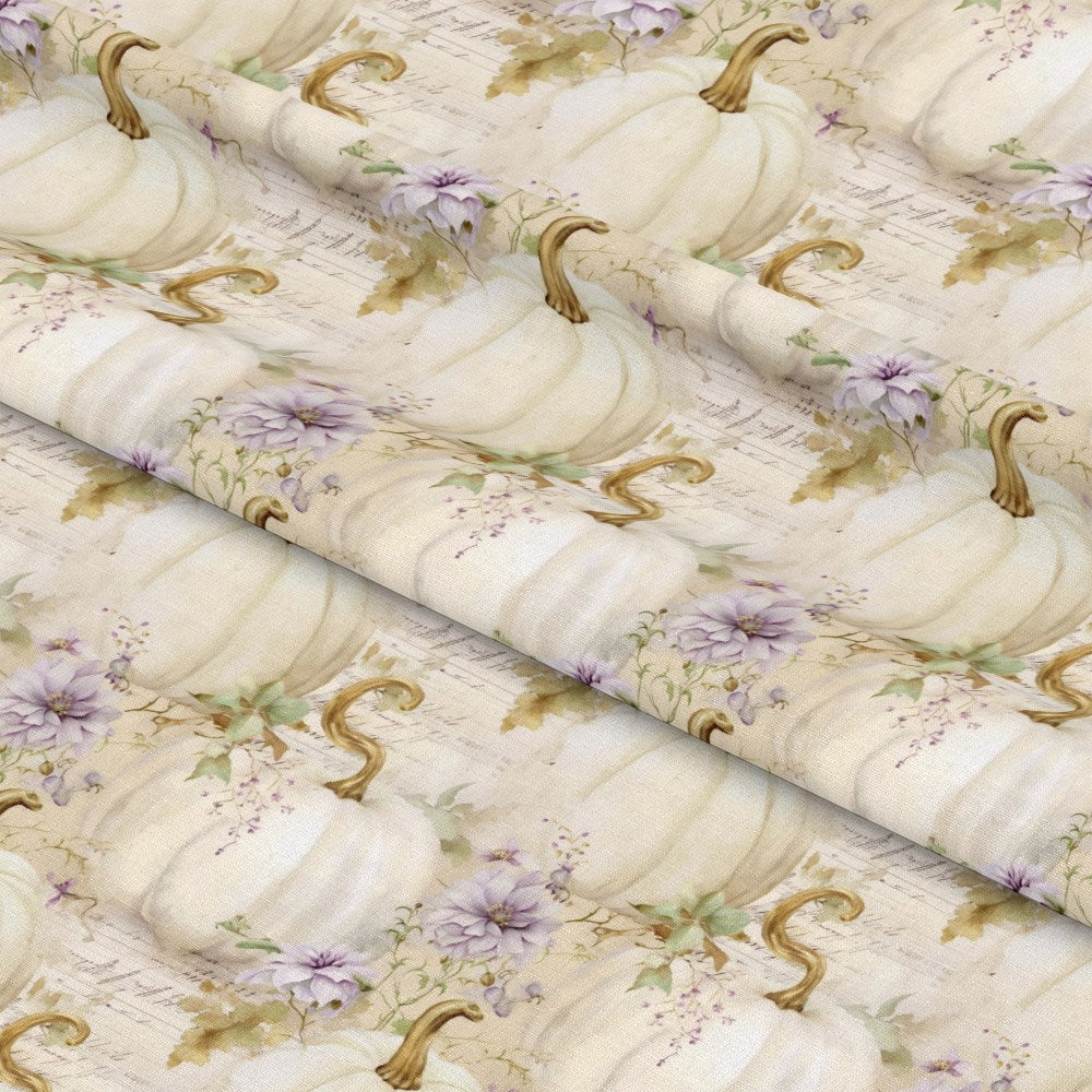 White Fall Pumpkins Pattern 14 Quilting Cotton Fabric