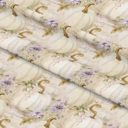 White Fall Pumpkins Pattern 14 Quilting Cotton Fabric