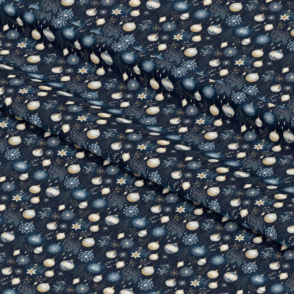 Navy and Cream Christmas Pattern 3 Quilting Cotton Fabric