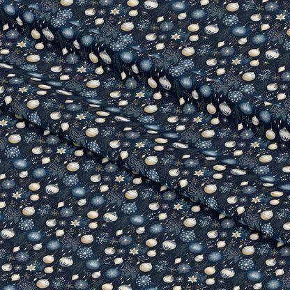 Navy and Cream Christmas Pattern 3 Quilting Cotton Fabric