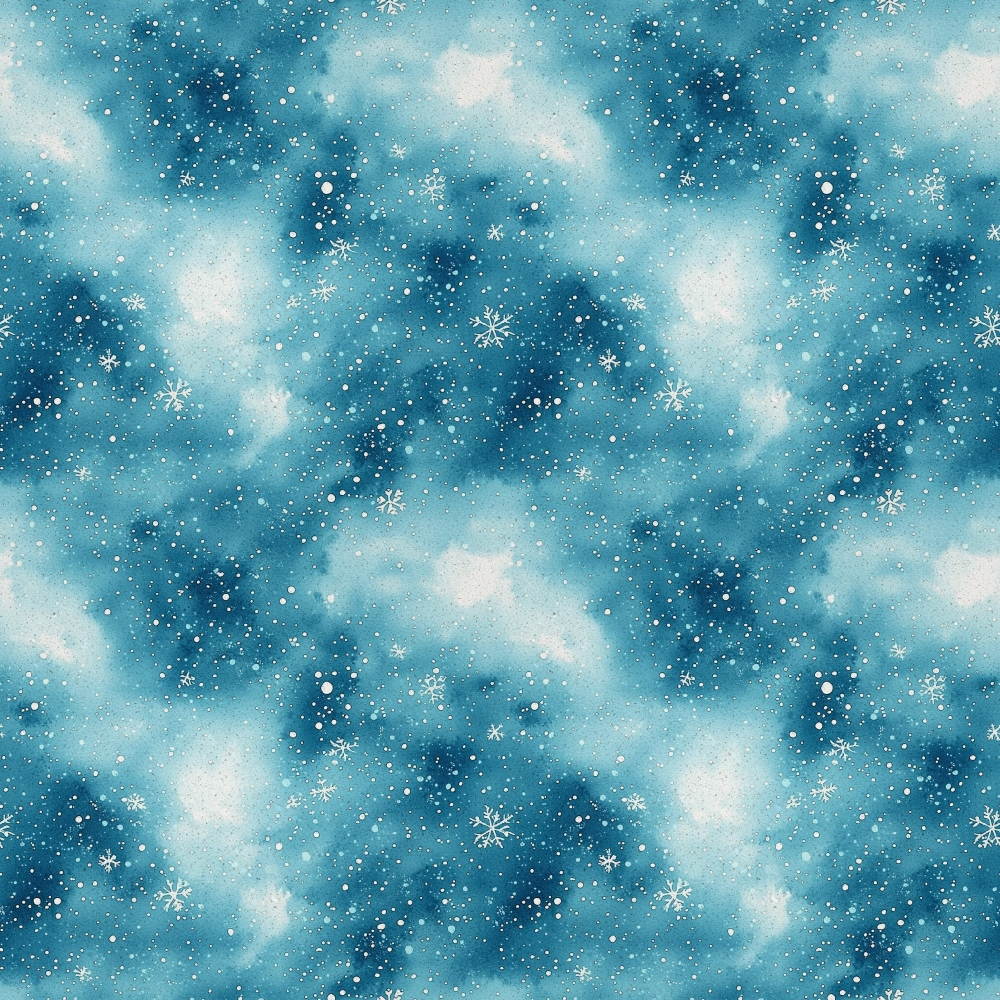 winter sky, snowy clouds, snowflakes, blue sky, white clouds, winter pattern, snow falling, cloudy sky, quilting cotton, fabric panel, winter wonderland, frosty pattern, seasonal design, christmas fabric, winter storm, blue and white, snow crystals, winter scene, repeating pattern
