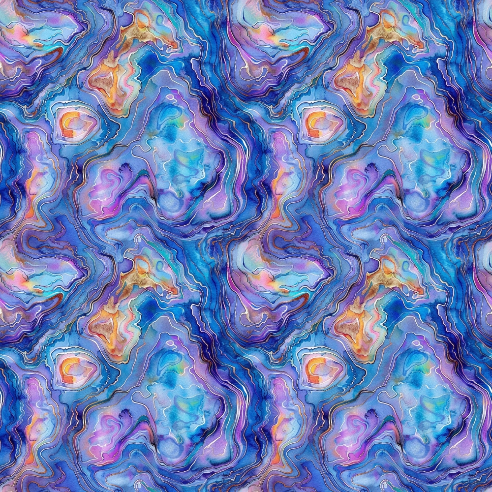 Abstract pattern with swirling blue, purple, and orange hues, resembling a marbled texture.