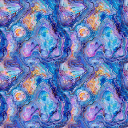 Abstract pattern with swirling blue, purple, and orange hues, resembling a marbled texture.