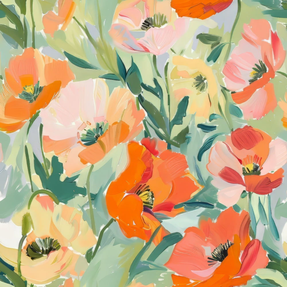 Abstract Poppy Paintings Pattern 5 Quilting Cotton Fabric