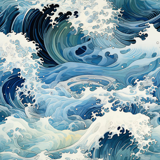 Abstract Sea Waves Pattern 3 Quilting Cotton Fabric