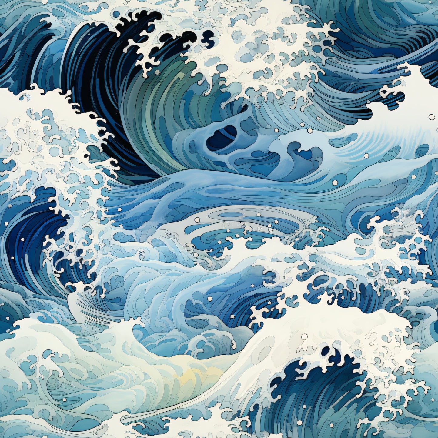 Abstract Sea Waves Pattern 3 Quilting Cotton Fabric