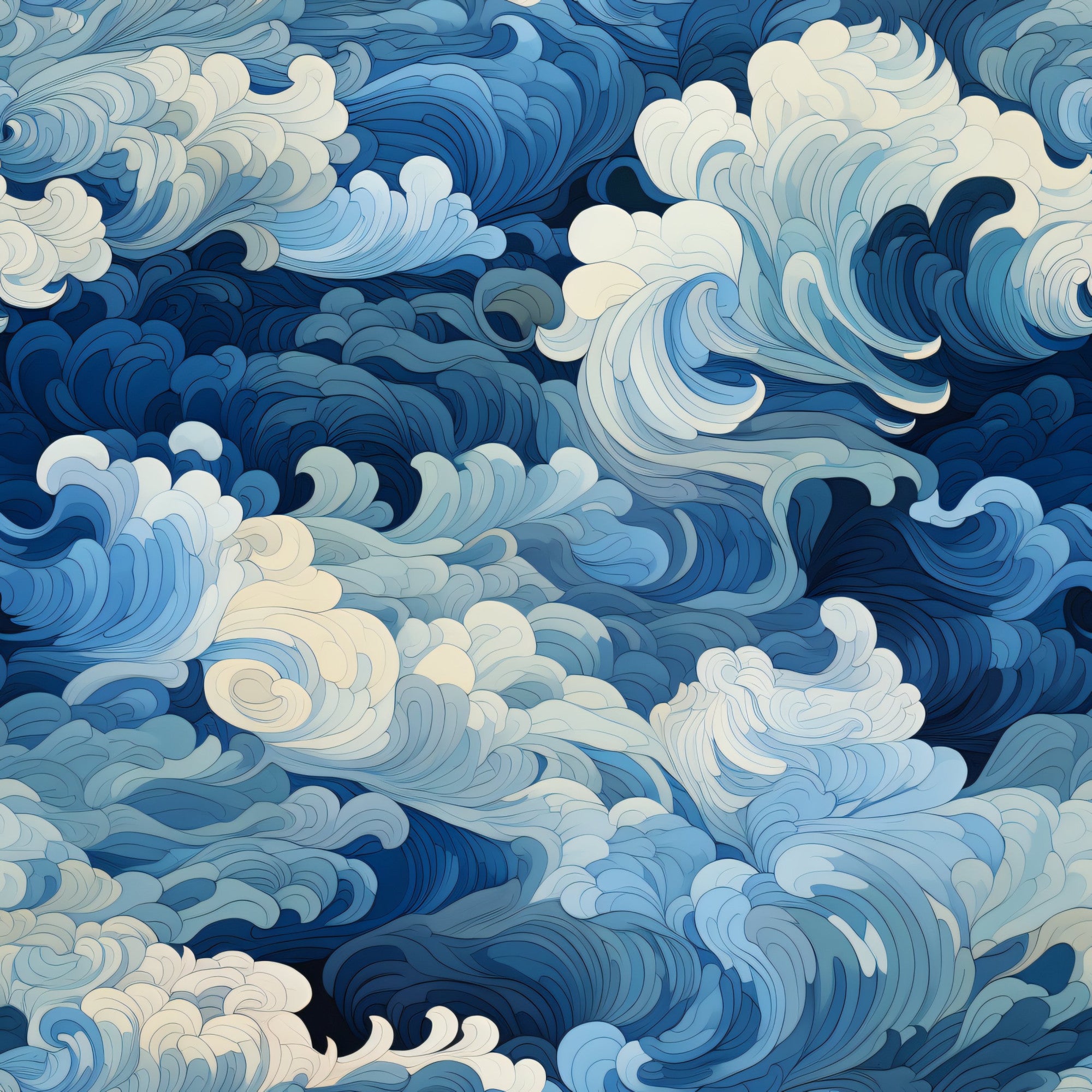Abstract Sea Waves Pattern 7 Quilting Cotton Fabric – FabricMegaStore.com