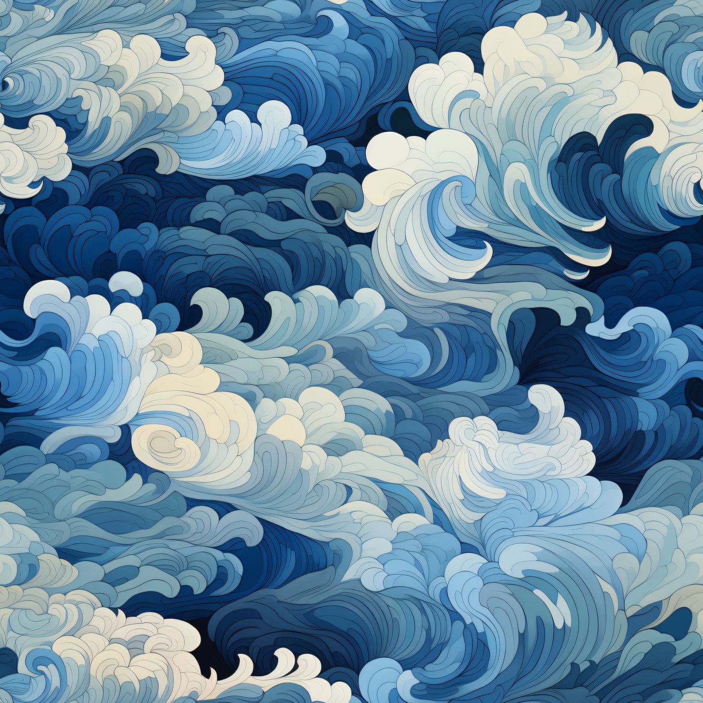 Abstract Sea Waves Pattern 7 Quilting Cotton Fabric