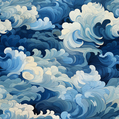 Abstract Sea Waves Pattern 7 Quilting Cotton Fabric