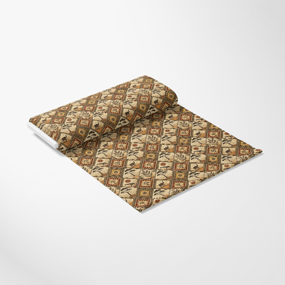 African Mud Cloth Line Art Pattern 1 Quilting Cotton Fabric featuring brown beige geometric tribal design, quilting material, cotton textile, traditional motif, soft cotton cloth, ethnic print fabric, durable quilting fabric, natural color tones, craft fabric yardage.
