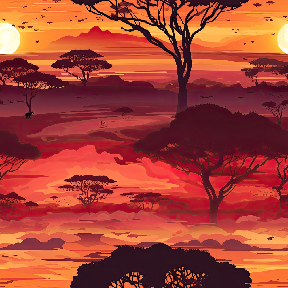 African Safari Sunset Pattern 10 Quilting Cotton Fabric