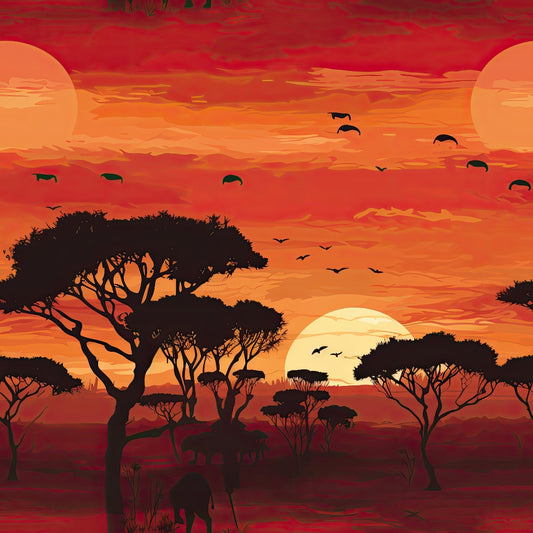 African Safari Sunset Pattern 11 Quilting Cotton Fabric