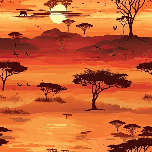 African Safari Sunset Pattern 12 Quilting Cotton Fabric