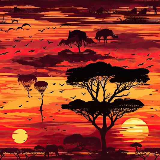 African Safari Sunset Pattern 3 Quilting Cotton Fabric