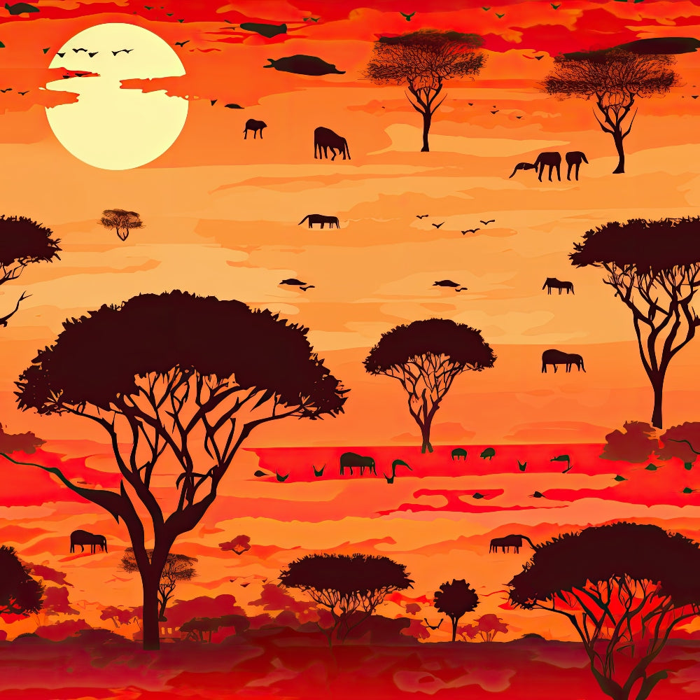 African Safari Sunset Pattern 4 Quilting Cotton Fabric