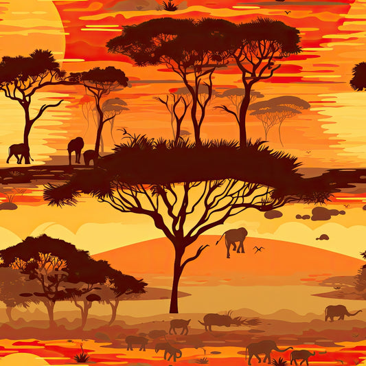 African Safari Sunset Pattern 7 Quilting Cotton Fabric