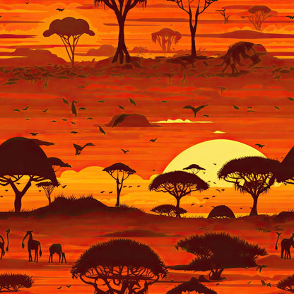 African Safari Sunset Pattern 8 Quilting Cotton Fabric