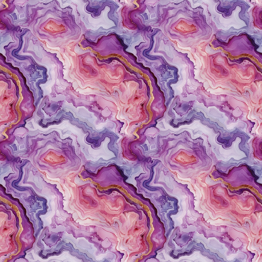 Abstract pattern resembling agate, featuring swirling hues of purple, pink, and lavender with hints of gold.